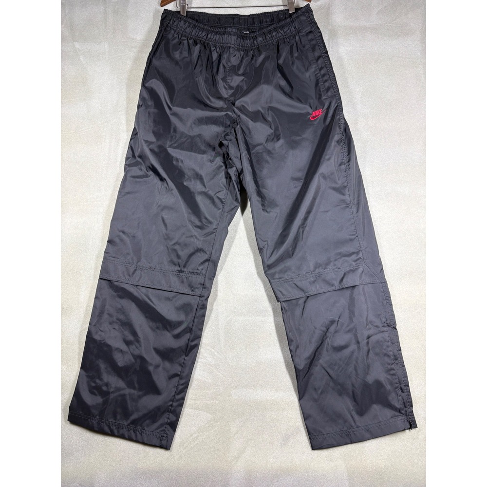 Vintage Nike Y2K Baggy Windbreaker Track Pants Black Red XL Ankle Zip Streetwear